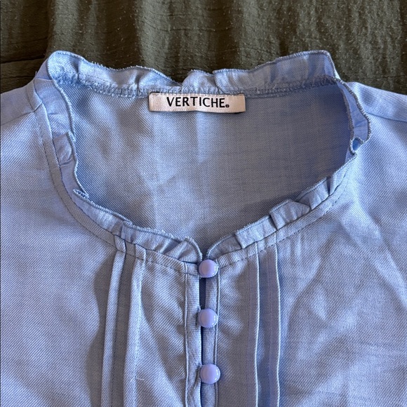 Light Blue Ruffle Sleeve Top - Picture 2 of 5